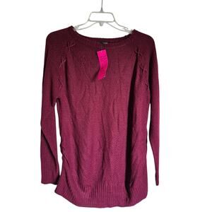 Duetime Maternity Sweater XL Burgundy Lightweight NWT Stretchy X Details Chic